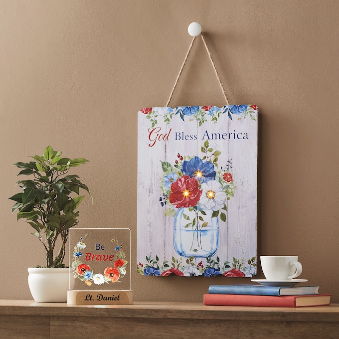 Lit Be Brave Plaque with Stand, , large