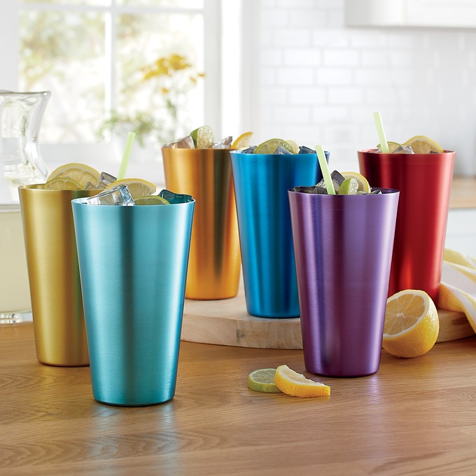 Set of 6 Aluminum Tumblers, , large