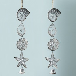 Set of 2 Metal Sea Shell Chimes, , large