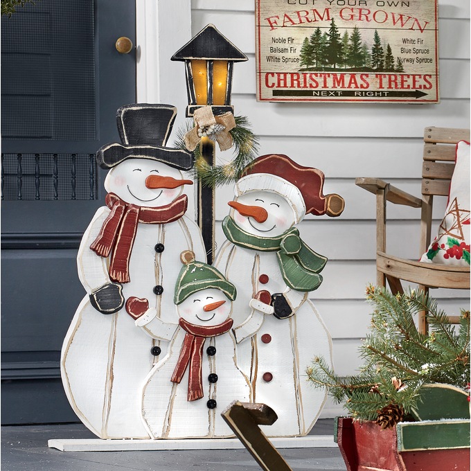 Chunky Wood Cutouts Snowman Family Country Door
