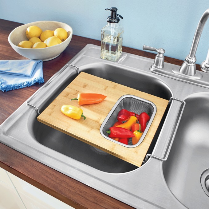 Bamboo Kitchen Sink Workstation, Brown, large