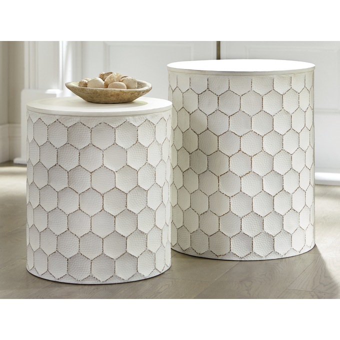 Set of 2 White Metal Tables, , large