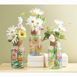 Set of 3 Floral Bud Vases, , large
