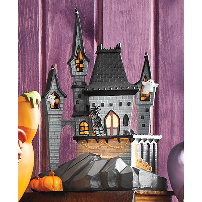 Lit Halloween Village Buildings, , large