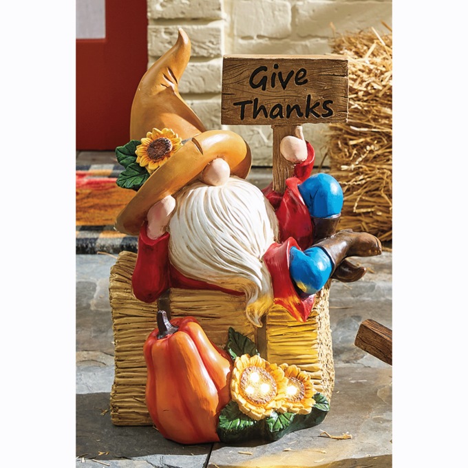 Lit Fall Gnomes with Pumpkins, , large