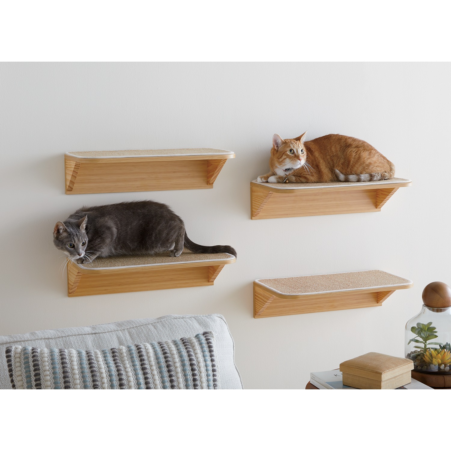 Set of 2 WallMounted Cat Shelves Country Door
