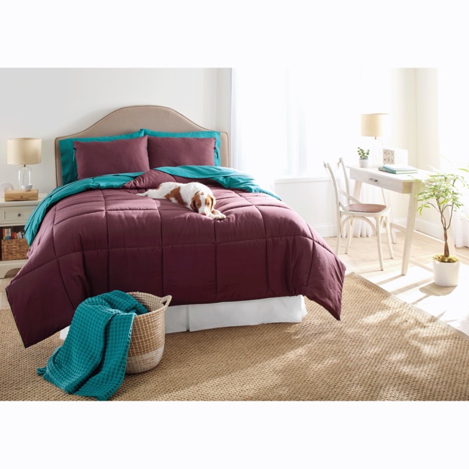 Color Connection Reversible Down-Alternative Comforter Set, Mulberry Deep Teal, large
