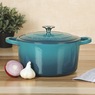 Crock Pot Artisan 6-qt. Enameled Cast Iron Dutch Oven with Lid, Teal Ombre, large