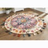Bright Round Rug with Tassel Trim, , large