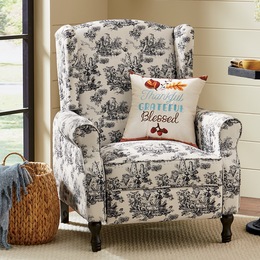Toile Wingback Recliner, , large