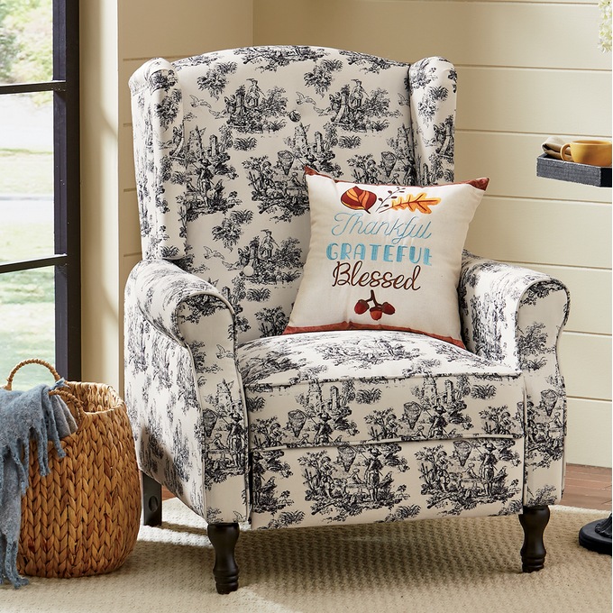 Toile Wingback Recliner, , large