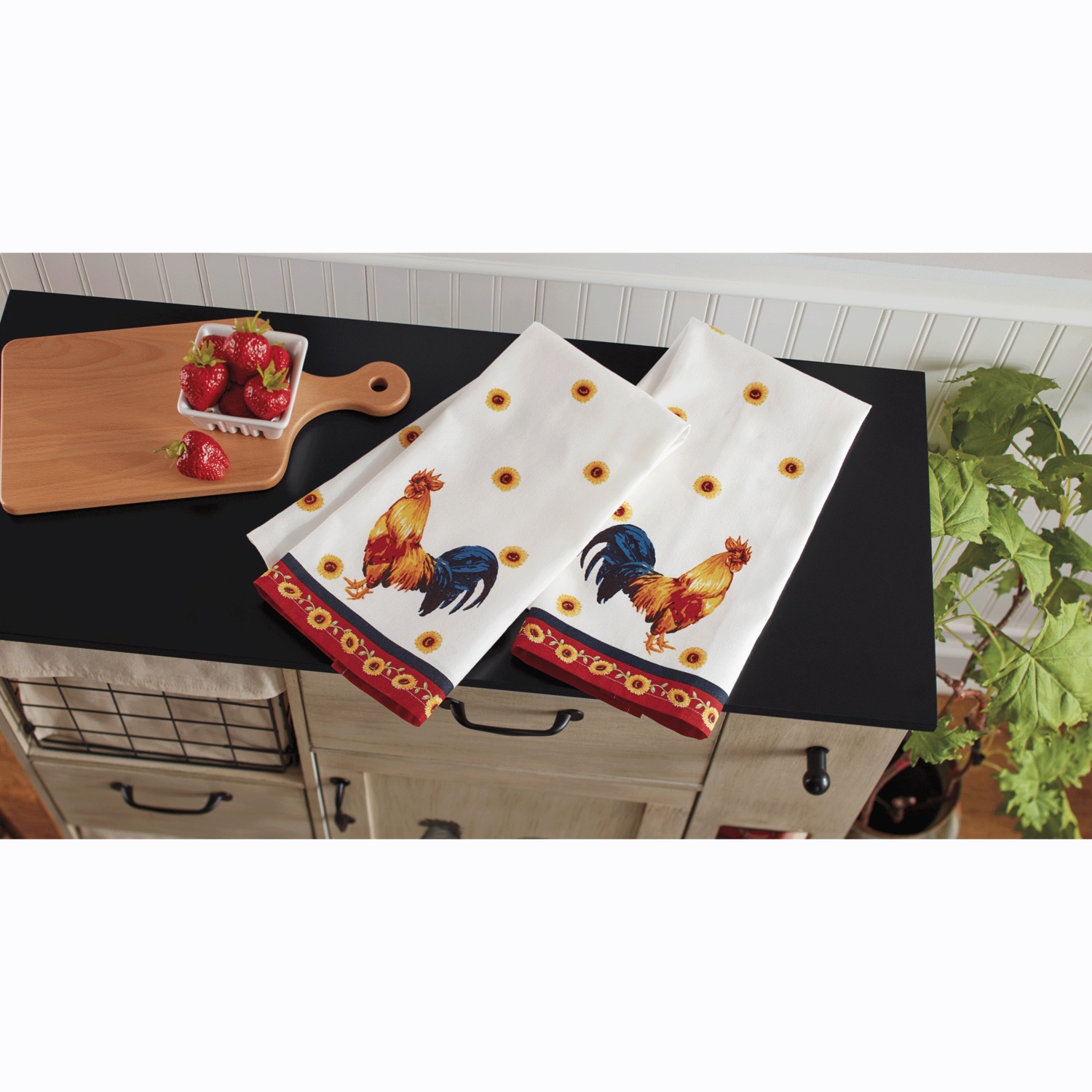 Set of 2 Rooster Kitchen Towels Country Door