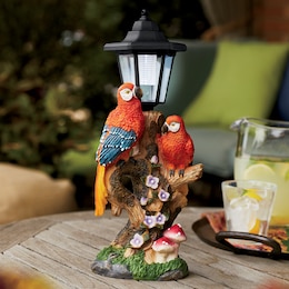 Solar Parrot Statue with Lantern, , large