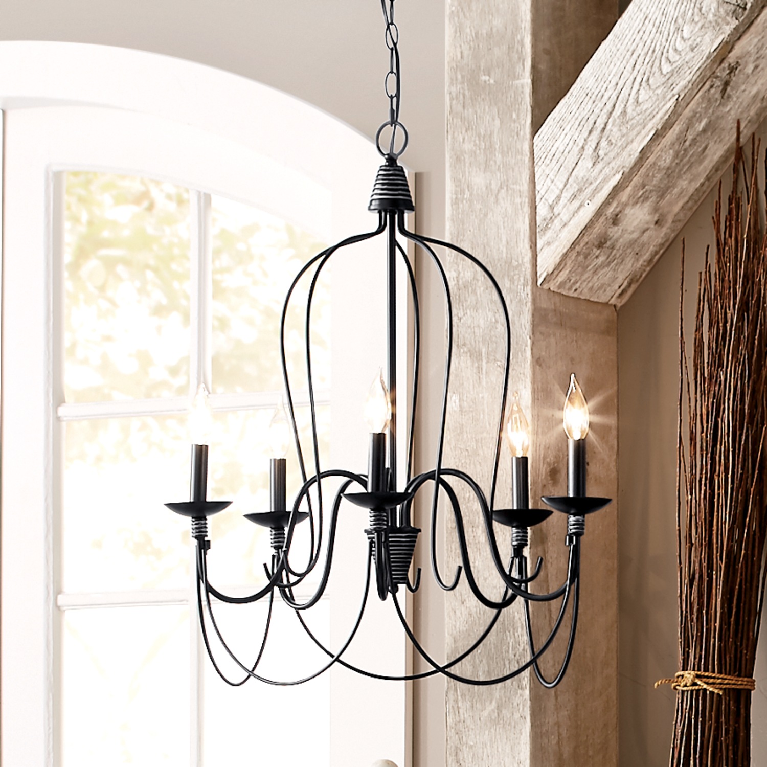 Farmhouse Chandelier Metal Black