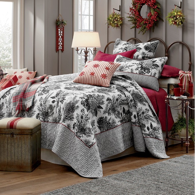 Winter Toile Oversized Quilt, , large
