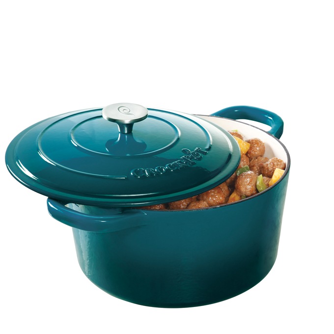 Crock Pot Artisan 3-qt. Enameled Cast Iron Dutch Oven with Lid, Gradient Teal, large