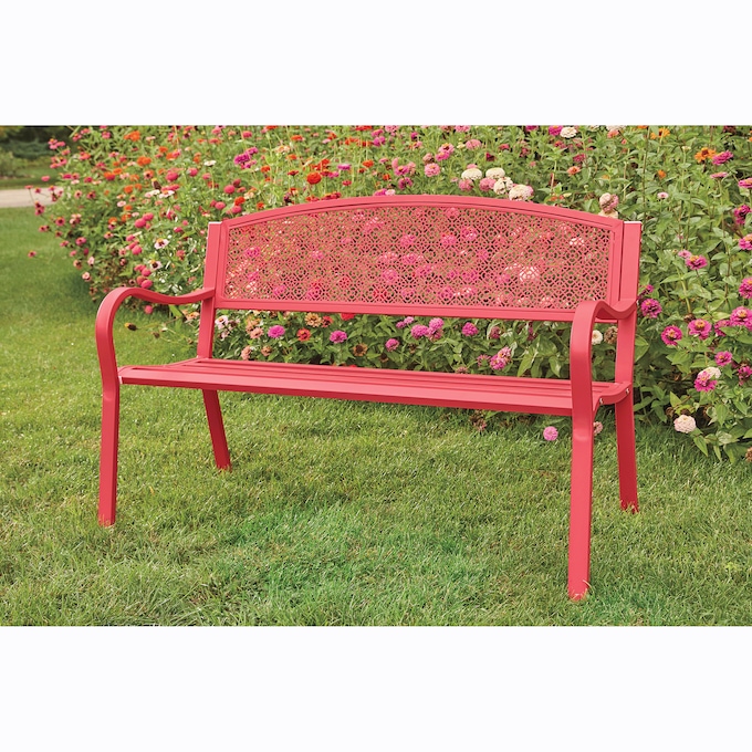 Colorful Garden Bench, Raspberry Red, large