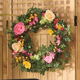 Outdoor Peony and Ivy Wreath, , large