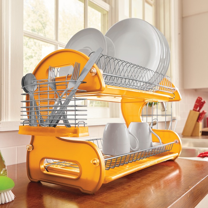 2-Tier Dish Rack, Golden Honey, large
