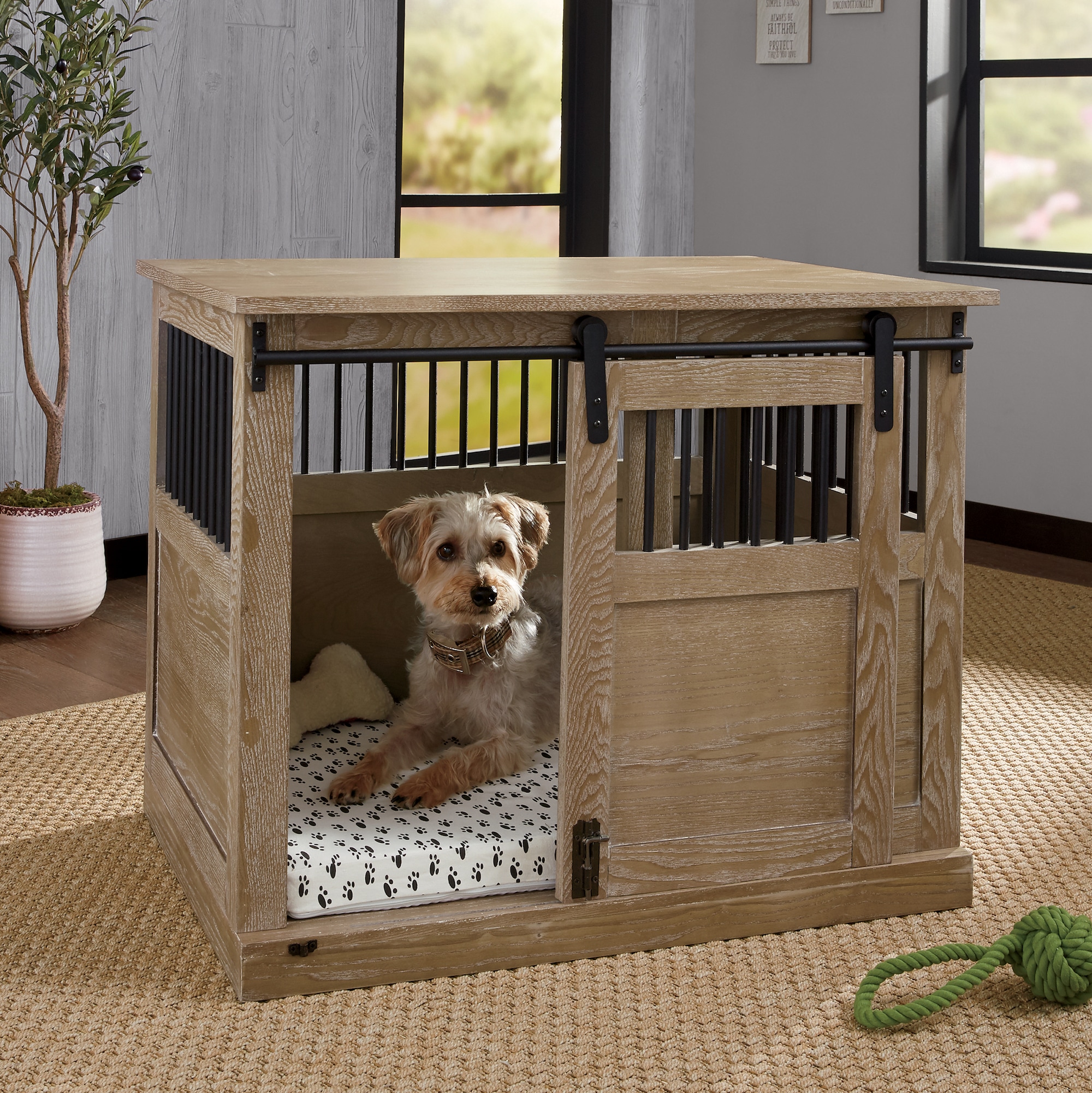 oak dog crate