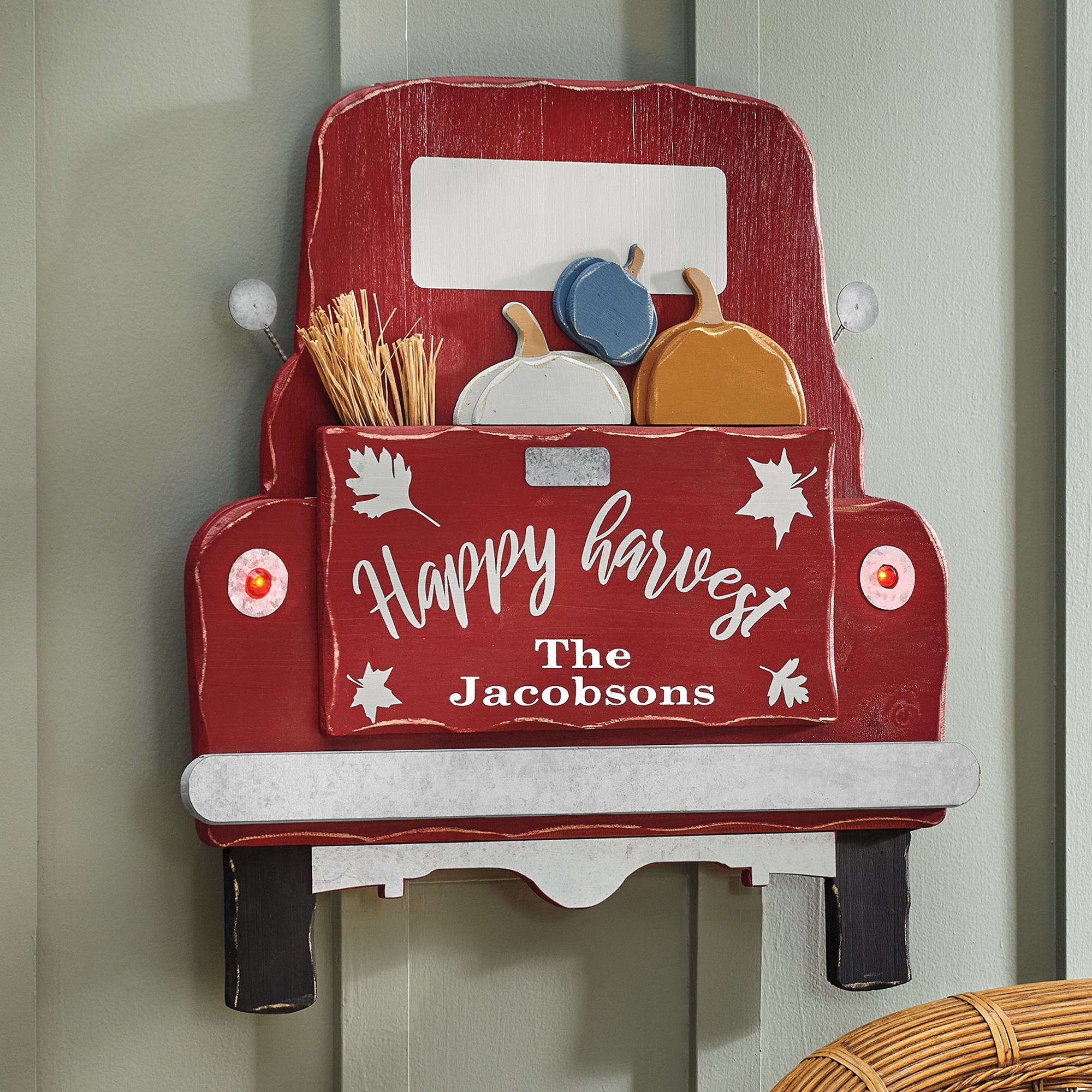 Chunky Wood Lit Harvest Truck Wall D&eacute;cor, , large