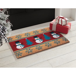 Lit Indoor/Outdoor Holiday Snowman Coir Mat - 20&quot; x 30&quot;, , large