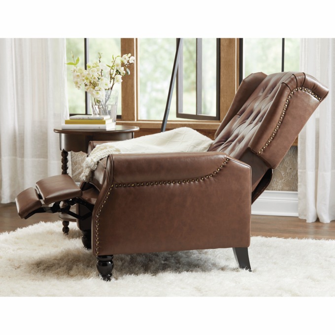 Tufted Faux-Leather Recliner, , large
