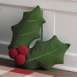Holly- and Berries-Shaped Accent Pillow, , large