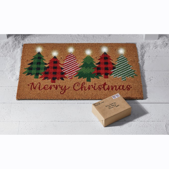 Lit Christmas Tree Indoor/Outdoor Coir Mat - 20: x 30", , large