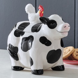 Ceramic Cow Treat Jar, , large