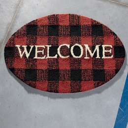 Buffalo Plaid Sunflower Bath Rug Non Slip Rubber Backing 