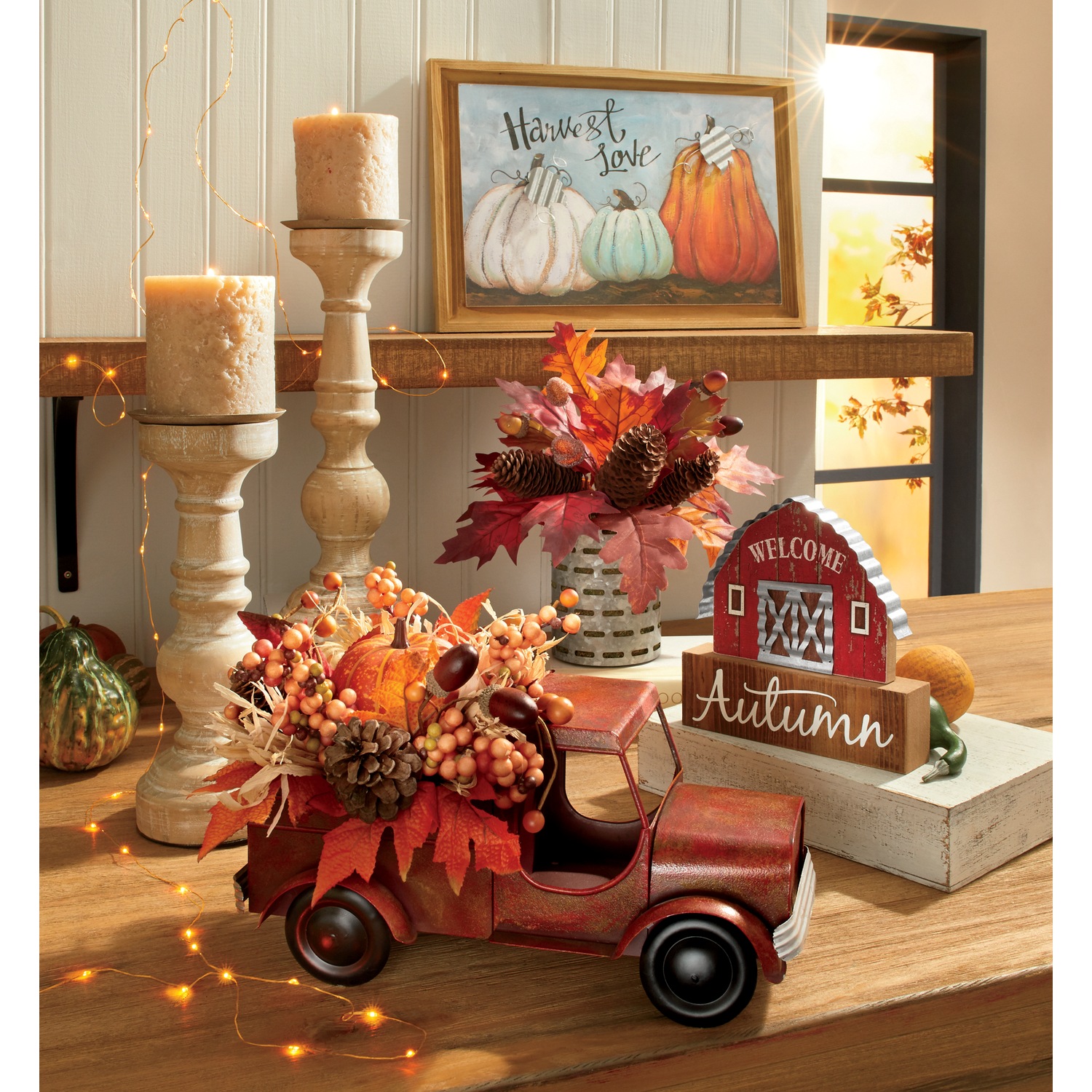 Metal Truck With Pumpkin Filler Country Door