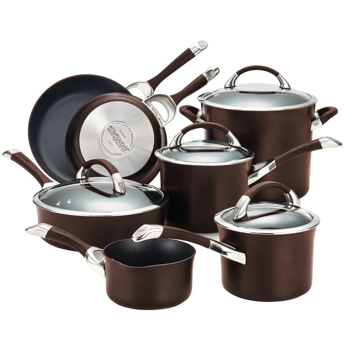 Circulon Symmetry 4 Piece Hard Anodized Nonstick Cookware Set, Chocolate