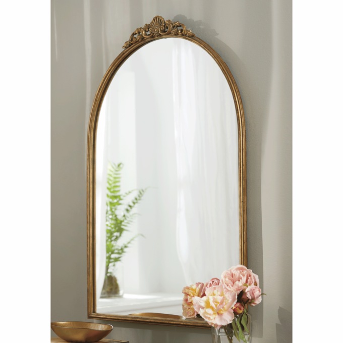 Simple Traditional Arch Mirror, Rustic Gold, large