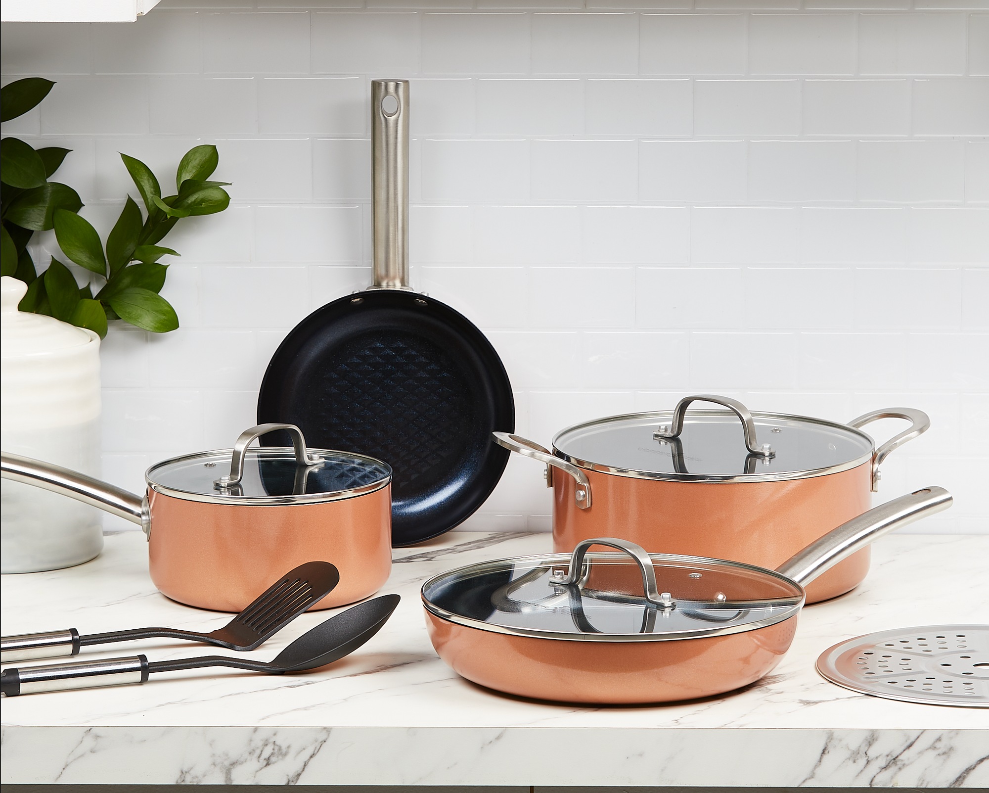 Copper Chef NonStick Coating Cookware Pots Pans & Lids 10 Piece Cooking Set New 