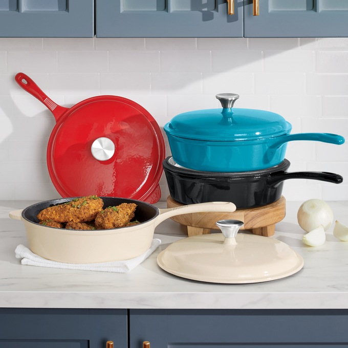 3-Qt. Enameled Cast Iron Chicken Fryer, , large