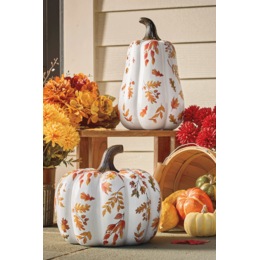 Set of 2 Outdoor Fall Leaves Pumpkin, , large