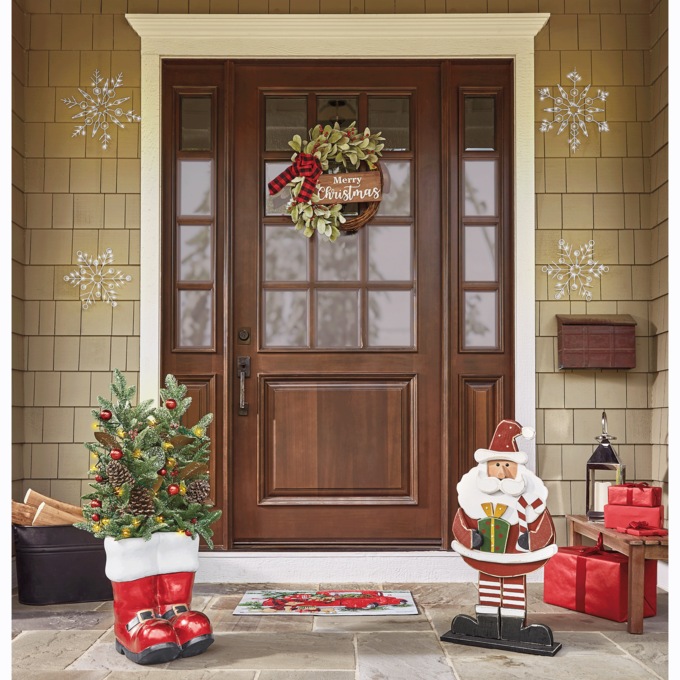 Chunky Wood Lit Jolly Santa, , large