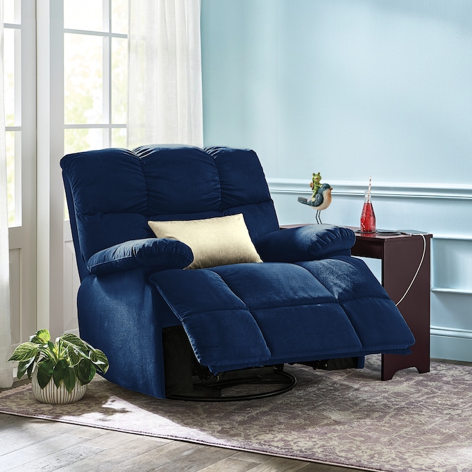 Microfiber Swivel Rocker Recliner, , large