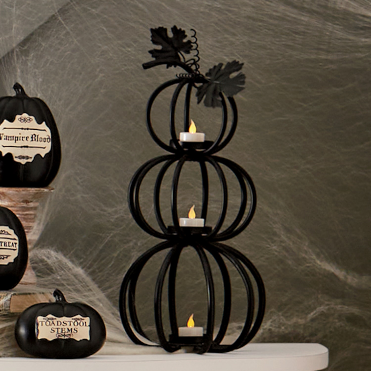 Metal Stacked Pumpkins Candleholder Country Door