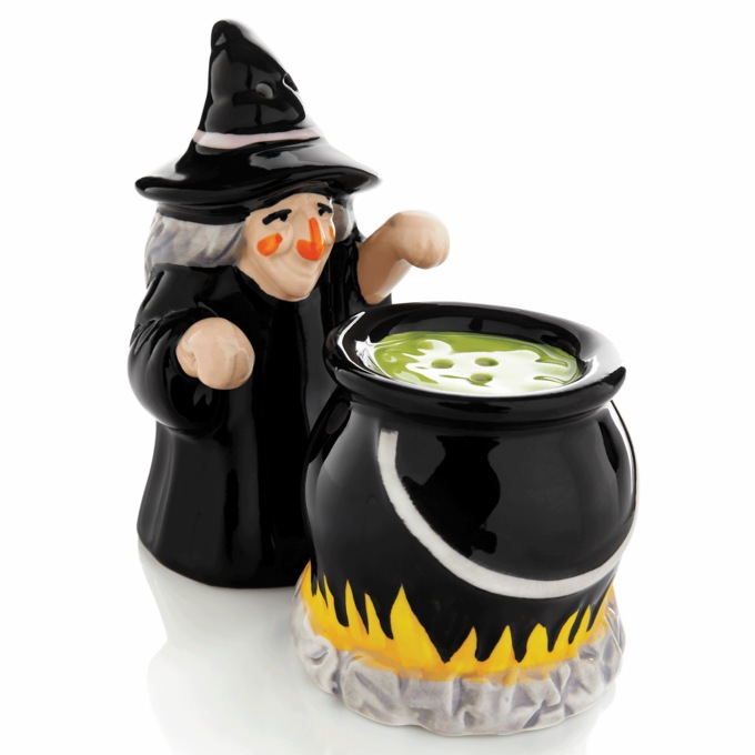 Witch and Cauldron Salt & Pepper Shakers, Black, large