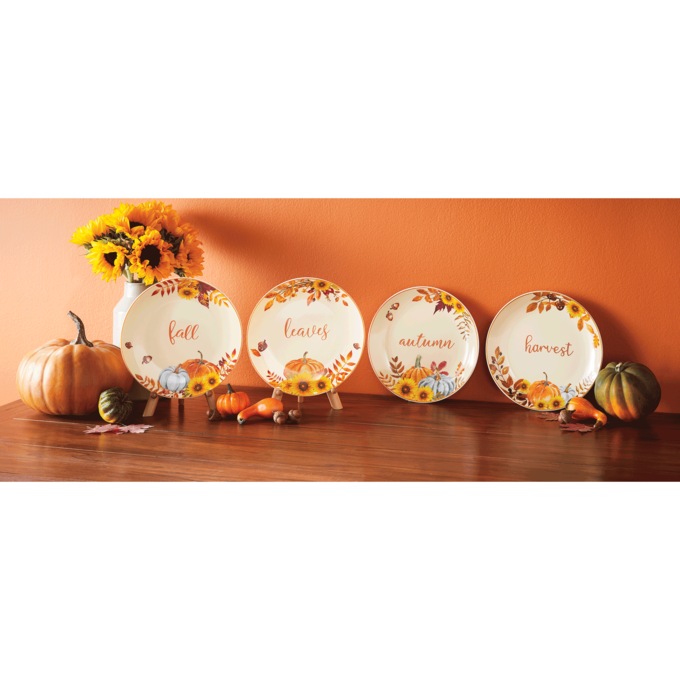Set of 4 Assorted Harvest Plates, , large