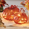 Set of 2 Lit Glass Pumpkins, , large