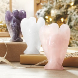 Set of 3 Carved Gemstone Angels, , large