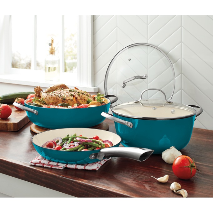 5-Piece Enameled Cast Iron Cookware Set, Island Blue, large