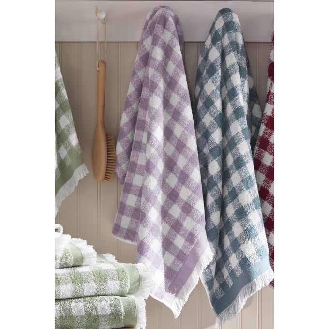 Bliss 6-Piece Towel Set, Lilac Gingham, large