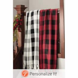 Fringed Buffalo Check Throw, , large