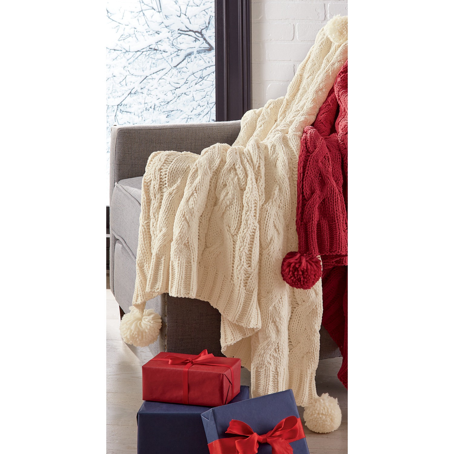 Cable Knit Chenille Throw Country Door