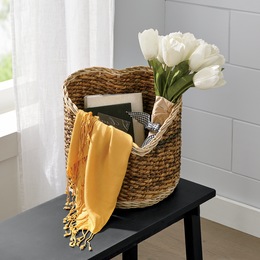 Woven Heart Basket, , large