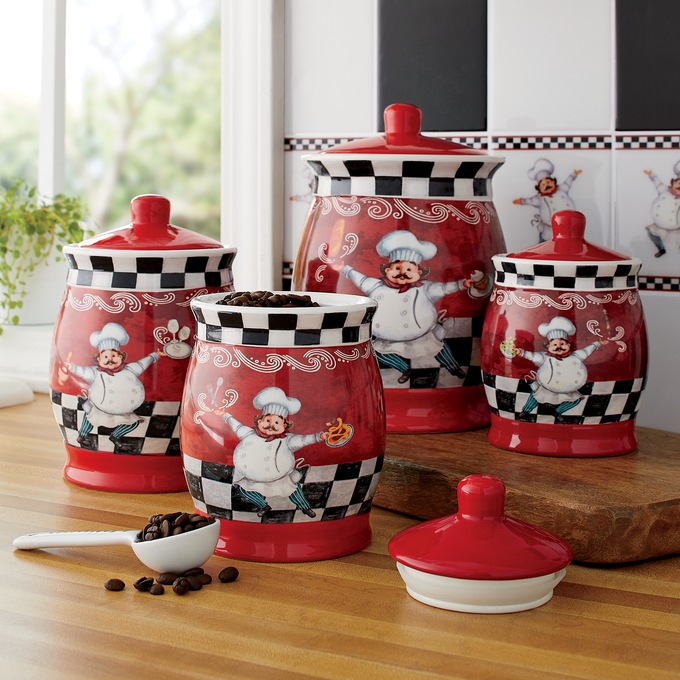 4-Piece Colorful Chef Canister Set